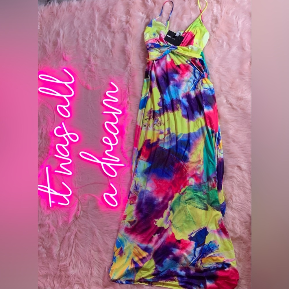 Fashion Nova Colorful Tie-Dye Maxi Dress